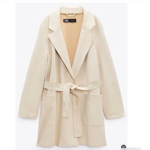 ZARA tan sand Belted Faux Suede Jacket XS